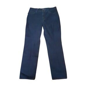 Lee Jeans Womens 14 Blue Dark Wash Denim Classic Fit Straight Leg